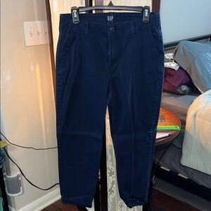 GAP Women's Navy Straight Cotton Trousers